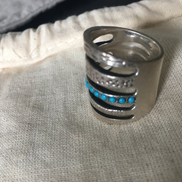 Pamela love ring sterling silver with tourquoise inlay - Picture 8 of 13